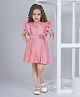 Peppermint Half Sleeves Floral Applique Detailed & Pleated Dress - Pink