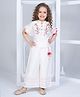 Peppermint Half Sleeves Lace Detailed & Floral Embroidered Coordinating Top & Palazzo Set - White