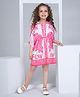Peppermint Three Fourth Sleeves Floral Printed & Beads Embellished Dress - Pink