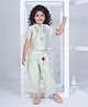 Peppermint Half Sleeves Lace Detailed & Floral Embroidered Coordinating Top & Palazzo Set - Green