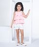Peppermint Sleeveless Checked & Layered Top With Shorts - Peach