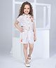 Peppermint Half Sleeves Tassle Detailed Top & Shorts Set - White