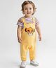 Babyhug Disney Single Jersey Knit Dungaree with Half Sleeve T-Shirt Lion King Print - Yellow
