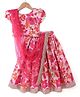 Babyhug Woven Half Sleeves Floral Embroidered & Printed Lehenga Choli and Dupatta With Sequined Detailing-Pink
