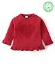 Babyhug Knitted Full Sleeves Sweater with Heart Cable Knit Design - Red