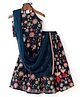 Babyhug  Sleeveless Floral Embroidered Choli With Lehenga & Net Dupatta Set - Teal