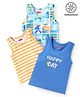 Babyhug 100% Cotton Knit Sleeveless Antibacterial Striped Sando Boat Print Pack of 3 - Multicolor