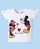 Babyhug Disney 100% Cotton Knit Half Sleeves Top with Minnie Mouse Graphics -White