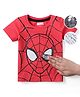 Babyhug Marvel Cotton Knit Half Sleeves T-Shirt with Spiderman Graphics & Reversible Sequins- Red