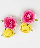 Lime By Manika Floral Garden Flower Embellished Hair Clips- Pink & Yellow
