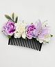 Lime By Manika Flowers & Butterfly Embellished Comb Clip- Mauve & Off White