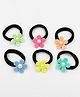 Lime By Manika Set Of 6 Flower & Pearl Applique Embellished Rubber Bands -  Multi Colour