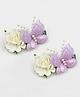 Lime By Manika Set Of 2 Flower & Butterfly Embellished Hair Clips - Lilac & Off White