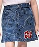 Babyhug Disney Cotton Denim Knee Length Skirt With Chip'n Dale Graphics - Blue