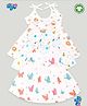 Kidbea Pack Of 3 Sleeveless Butterfly & Animal Assorted Print Muslin Cotton Dresses - Multi Colour