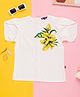 PURPLE UNITED KIDS Twill Half Sleeves Floral Printed Top - White