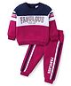 Babyhug Cotton Terry Knit Full Sleeves T-Shirt & Lounge Pants Set With Text Print - Maroon & Navy