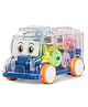 BAYBEE Transparent 360 Gear Rotating Mini Bus Vehicle Toys for Kids with Colourful Led Light & Sound Toy for Toddlers | Gear Friction Birthday Gift Toy for Kids (Blue)