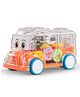 BAYBEE Transparent 360 Gear Rotating Mini Bus Vehicle Toys for Kids with Colourful Led Light & Sound Toy for Toddlers | Gear Friction Birthday Gift Toy for Kids (Orange)