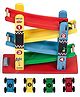 Baybee Wooden Ramp Racing Track Toy Car for Kids, Baby Gliding Twister Racer Cars with 4 Race Tracks & 4 Mini Cars, Kids Rail Slider Valley Toys Set for 3+ Years Children Boys Girls