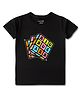 Luke and Lilly Half Sleeves Rubics Cube Placement Printed Tee - Black