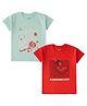 Luke and Lilly Pack Of 2 Half Sleeves Things Are Looking Up Text Printed Tees  - Blue & Red