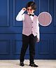 Mark & Mia Full Sleeves Party Suit With Checks  Waist Coat & Bow Detailing - Multicolour