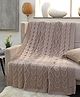 POMME 100% Combed Organic Cotton Cable Texture Knitted Decorativer Throw Blanket (Beige)
