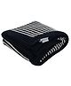 POMME 100% Combed Organic Cotton Stripe Texture Knitted Decorativer Throw Blanket (Navy Ivory)