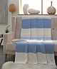 POMME 100% Combed Organic Cotton Stripe Texture Knitted Decorativer Throw Blanket (Blue Cream)