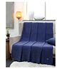 POMME 100% Combed Organic Cotton Wash Texture Knitted Decorativer Throw Blanket (Denim Stone)