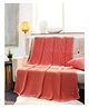 POMME 100% Combed Organic Cotton Wash Texture Knitted Decorativer Throw Blanket (Coral Stone)