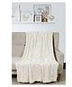 POMME 100% Combed Organic Cotton Cable Texture Knitted Decorativer Throw Blanket (Ivory)