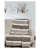 POMME 100% Combed Organic Cotton Cable Texture Knitted Decorativer Throw Blanket (Chnille stripe)