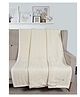 POMME 100% Combed Organic Cotton Cable Texture Knitted Decorativer Throw Blanket (Ivory)