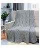 POMME 100% Combed Organic Cotton Cable Texture Knitted Decorativer Throw Blanket (Grey Melange)