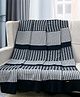POMME 100% Combed Organic Cotton Tooth Pattern Knitted Decorativer Throw Blanket (Navy Grey)