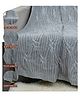 POMME 100% Combed Organic Cotton Texture Knitted Decorativer Throw Blanket (Grey Melange)