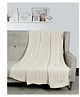 POMME 100% Combed Organic Cotton Cable Texture Knitted Decorativer Throw Blanket (Ivory)