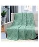 POMME 100% Combed Organic Cotton Cable Texture Knitted Decorativer Throw Blanket (Green)