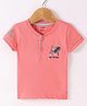 CUCUMBER Cotton Lycra Half Sleeves T-Shirt Boat Print - Pink