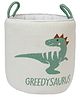 POMME  Combed Cotton Knitted Dino pattern Decorative Storage Basket (White/Green)