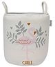 POMME  Combed Cotton Knitted Flamingo pattern Decorative Storage Basket (White)