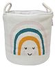 POMME  Combed Cotton Knitted Rainbow pattern Decorative Storage Basket (White)