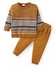 Babyhug Knit Full Sleeves Sweater Set with Aztec Design- Mustard