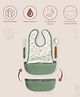 Mi Arcus 100% Cotton Dinosaur Print Feeding Bib With Zipper Pouch And Spoon & Fork With Velcro Closure 6-18 Months  -Green
