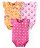Babyhug 100% Cotton Knit Frill Sleeves Onesies  with Floral & Polka Dot Print Pack of 3 - Multicolour