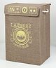Hosta Homes Jute Cotton Printed Foldable Laundry Bag  Beige
