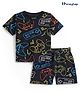 Honeyhap 100% Cotton Single Jersey Gaming Console Printed Night Suit with Bio Finish - Black