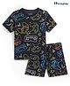 Honeyhap 100% Cotton Single Jersey Gaming Console Printed Night Suit with Bio Finish - Black